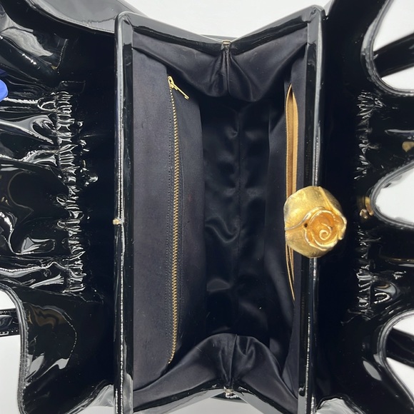 RARE!!! Vintage Koret Satchel w/ stunning gold clasp and real patent leather - Picture 6 of 11